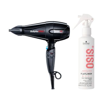 Babyliss PRO Caruso HQ Föhn + Schwarzkopf OSiS+ Flatliner Heat Protection Spray 200ml