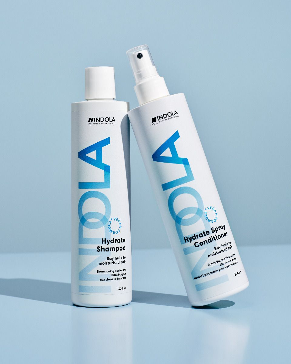 shampoo en leave-in spray conditioner van Indola Care Hydrate